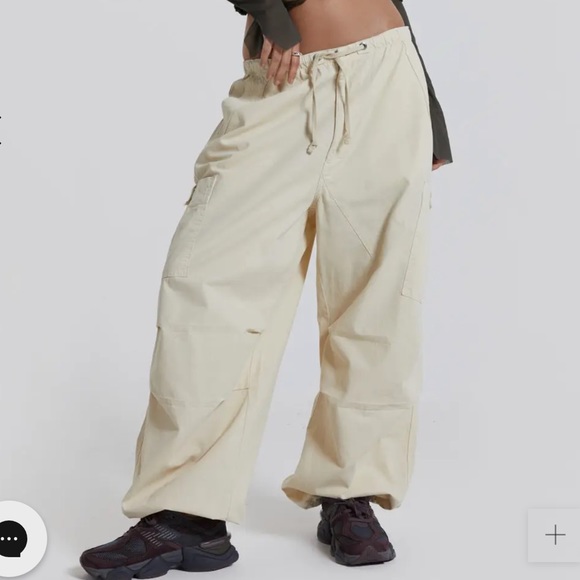 Jaded London Pants & Jumpsuits Jaded London Ecru Parachute Cargo